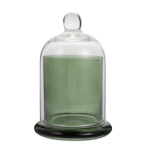 ABOOFAN 1 Set Glass Bell Jar Display Dome with Base Candle Dome Bell Glass Display Dome Votive Candle Holder Cupcake Toppers Cake Dome Lid Glass Cake Cover Empty Wax Glass Clock Romantic