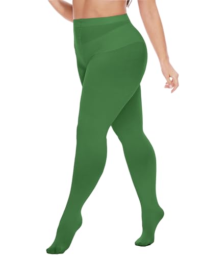 Image of Citystl 2 Pack Plus Size Tights for Women, 80D Opaque Control Top Pantyhose