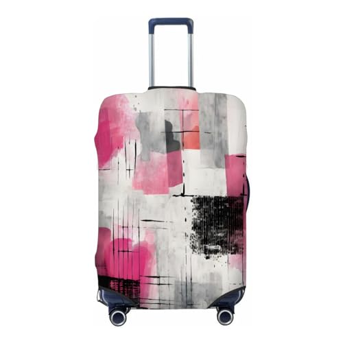 Abstact Pink Black Stretchable Luggage Covers for Suitcase TSA Approved, Dust Proof and Scratch Resistant Travel Luggage Protector for Carry On (22-24 in)