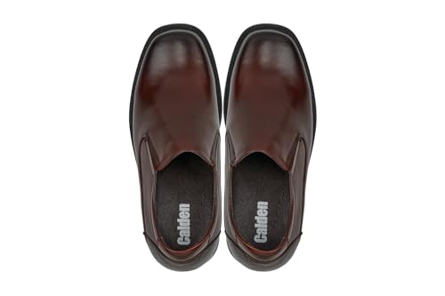 Calden Men's Invisible Height Increasing Elevator Shoes - Dark Brown Leather Slip-on Lightweight Casual Loafers - 3.3 Inches Taller - K31713 - Size 9 D(M) US4