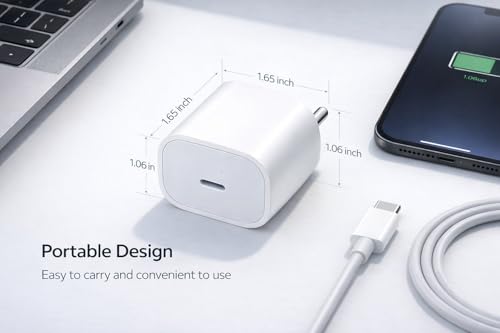 Image of 20W PD Fast Charger Adapter with 1 Meter Type C to C Data Syn. Cable Compatible with iPhone 16 /16 Plus /16 Pro /16 Pro Max, 15 /15 Plus /15 Pro /15 Pro Max, Laptop & Other C Type Devices
