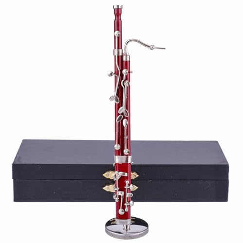 Dselvgvu Miniature Bassoon with Stand and Case Mini Musical Instrument Replica Collectible Figurines Dollhouse Accessories Model Home Decorations Display Ornaments (5.98 Bassoon)