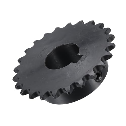 Image of uxcell #35 Chain Roller Sprocket B Type, 1 inch Bore 24 Tooth Single Strand Chain Sprocket, Carbon Steel, Keyway with Set Screws