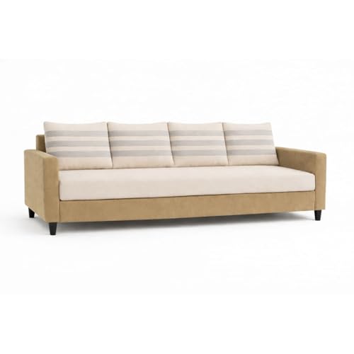 Image of Cavina Plush Comfort Sofa | 4 Seater | Luxury Velvet Suede Fabric | Modern Living Room Sofa | Cream - Beige
