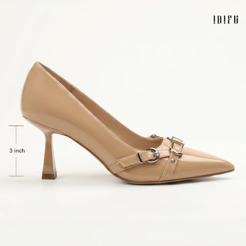 Image of IDIFU Kitten Heels Pumps Closed Pointed Toe Dress Shoes for Women