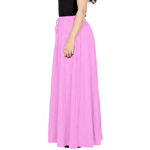 Image of Sttoffa Women Solid Color Maxi Plain Cotton Full Length White Skirt 40 inch Long Cotton Long Skirt