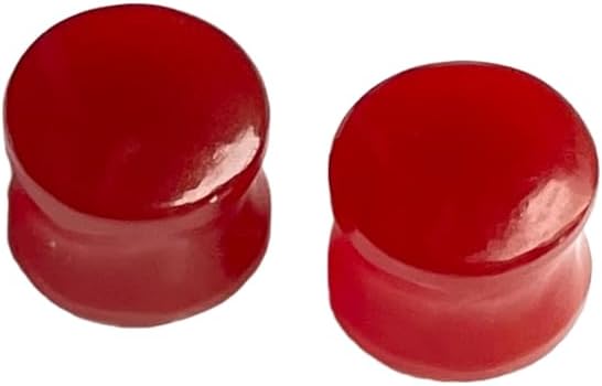 Uni Craft Pair of Natural Red Onyx Double Flared Ear Plugs Gauges, Sizes 3 mm to 25 mm