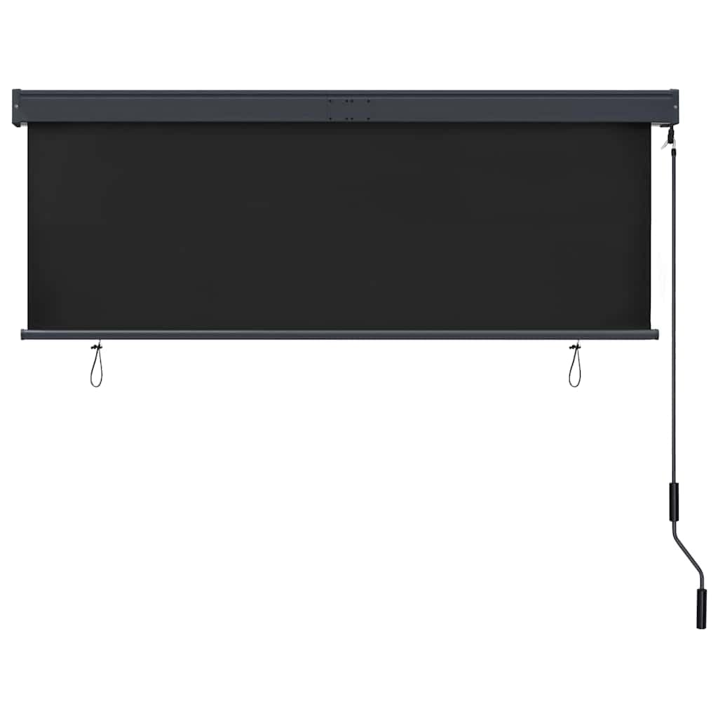 Roleta zewnętrzna 160 x 250 cm, antracytowa, oddychająca tkanina poliestrowa z powłoką PA, aluminiowy drążek przedni, mechanizm korbowy ręcznej, odporna na promieniowanie UV i wysokie