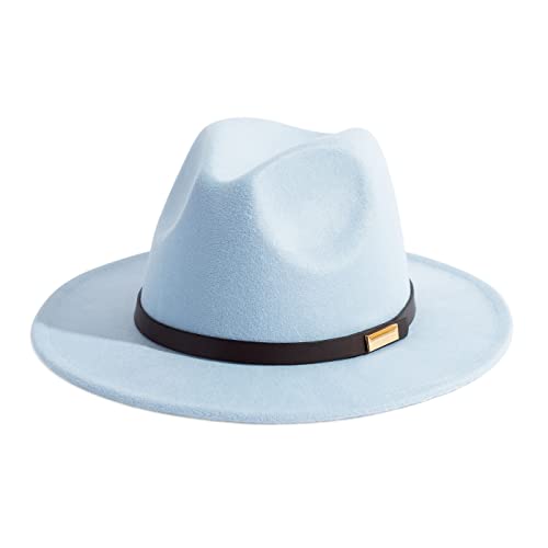 Image of Fedora Hats for Men Wide Brim Panama Hat with Classic Belt
