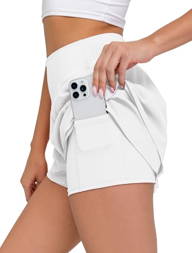 IWD Women's Flowy Athletic Shorts High Waisted Double Ruffle Butterfly Shorts 2 in 1 Running Tennis Shorts with Pockets2