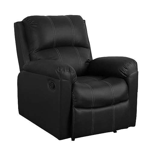 Image of Recliners India -Spino Single Seater Recliner Sofa | 3 Modes of Comfort | 1-Year Manufacturer Warranty | Manual Recliner Chair | Color- Black | Cushion Armrest | Living Room Recliner Sofa