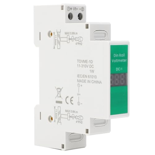 DC Voltage Meter LED Digital Display, Switching Output DIN Rail Mount Voltmeter, Electrical Instrument for 11V?310V Measurement