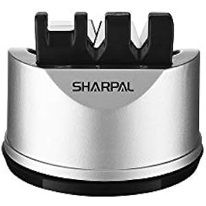 SHARPAL 191H Pocket Kitchen Chef Knife Scissors Sharpener for Straight & Serrated Knives 3-Stage Knife Sharpening Tool