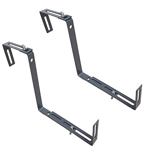 Artillen 2 Stück Pflanzenhänger Wandhaken Blumenfenster Box Pflanzgefäß Halterungen Blumenkasten Halter für Montage Geländer Balkon Blumentopf Halterung Verstellbarer Blumentopf Halter (Grau) Cover