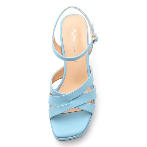Image of Women Square Toe Platform Block Heel Sandals 3.3''