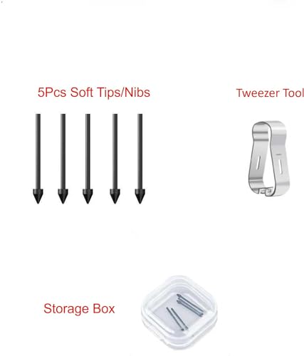 Image of SLQ [5Pack Soft Tips] OEM S24 Ultra Pen Tips,Nibs Replacement For Samsung Galaxy Tab S8 /S8+,S9 /S9+ /S9 Ultra /S9 FE All Verison Stylus S Pen Replacement Tips /Nibs+Tweezers (5Pcs Soft Tips-Black)