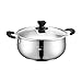 Stockpot 22cm Stockpot, 304 Stal nierdzewna Podwójna dolna rondel, nieszczęściowa patelnia, kuchenka indukcyjna kuchenka gazowa uniwersalna (Color : Silver, Size : 22cm*10.5cm)