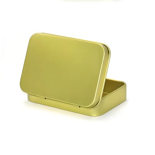 Image of Golden Small Metal Tins with Lids -4 PCS Versatile Tin Containers for Storage and Organization - Perfect Small Tin Box and Zyn Holder Nail Box DIY Gift Packaging Golden Iron Mint Case