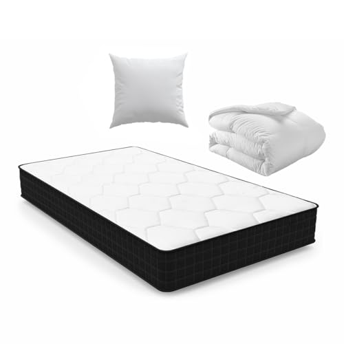 Luxirest Matelas 90x190,Ensemble Matelas et Couette et Oreiller,1 Personne, 15cm Épaisseur