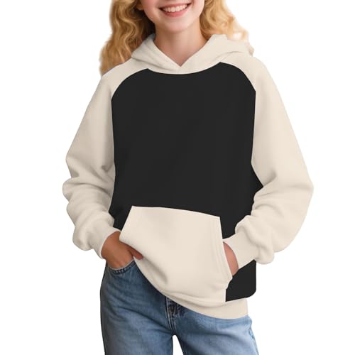Hoodies for Teen Girls Casual Long Sleeve Oversized Sweatshirts Kids Comfy Soft Pullover Tops Y2K Color Block Streetwear