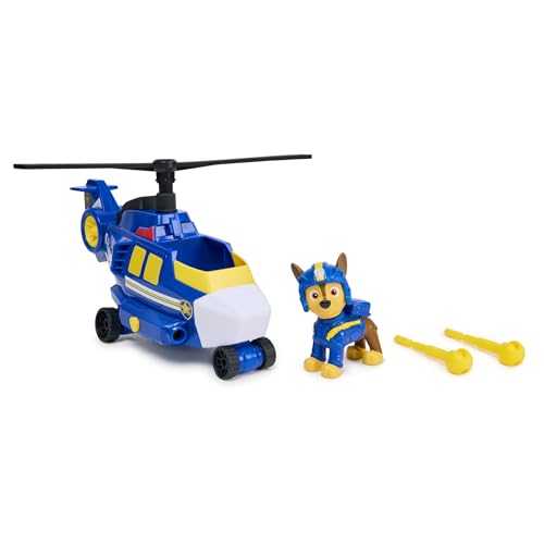 Paw Patrol Air Rescue, Elicottero Della Polizia Con Personaggio Chase Da Collezione, Veicolo Di Soccorso Con Lanciatore E 2 Proiettili, Giocattoli Per
