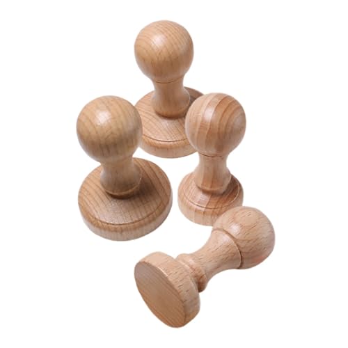 Gogogmee 4pcs Ergonomic Wooden Stamp Handles Comfortable Design for Classroom Antique Stamper Handle Accessories for Creative DIY Projects