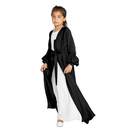 Muslim Dress for Girls Islamic Prayer Abaya Maxi Dresses Set Long Sleeve Cardigan Kaftan Robe with Hijab Girls Robe