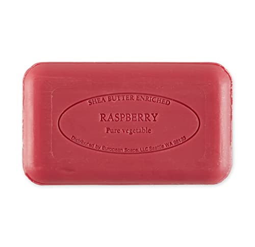 Image of Pre de Provence Artisanal Soap Bar, Natural French Skincare, Enriched with Organic Shea Butter, Quad Milled for Rich, Smooth & Moisturizing Lather, Raspberry, 5.3 Ounce