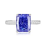Moissanite Anillo de boda, anillos de boda para mujeres con piedras preciosas rectangulares de 8 x 10 mm y moissanite de 9 K/14 K/18 K, oro blanco Pt950, plata platino, 62 (19.7), Oro blanco 585 de 14