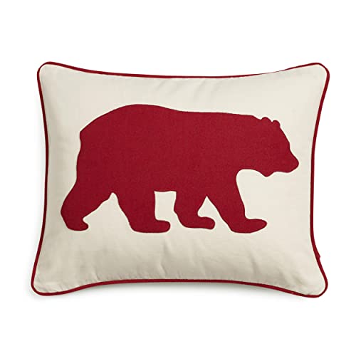 Image of Eddie Bauer Home Throw Pillow with Zipper Closure, Perfect Luxurious Bedding Set for Bed or Sofa, 16 inch x 20 inch, Bear Twill Red