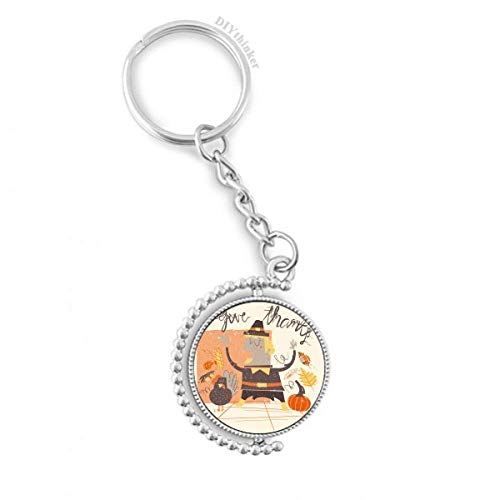 Porte-clés rotatif Thanksgiving cartoon multicolore 3x9cm DIYthinker
