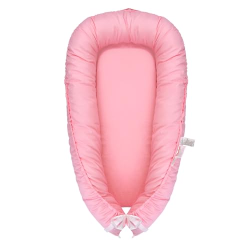 Image of Baby Lounger for Newborn, Baby Nest Cover (0-24 Months), 100% Cotton Breathable Adjustable Portable Infant Lounger, Co Sleeper for Baby in Bed, Baby Essentials and Gifts