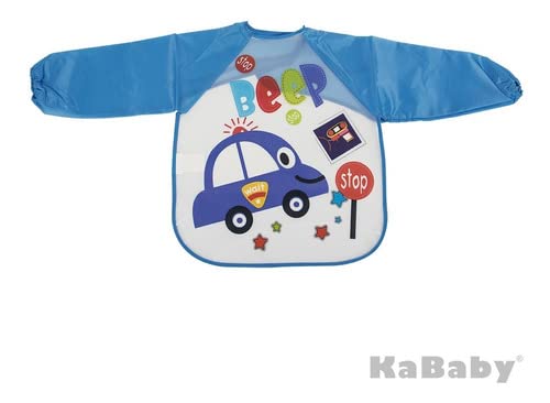 Babador com manga Carro, KaBaby, Azul