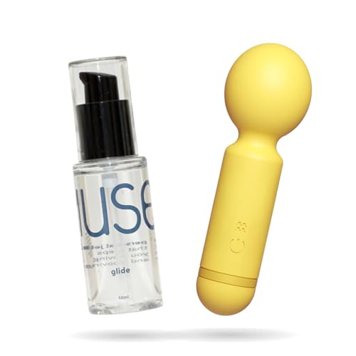 Image of MyMuse Pop Wand Massager with Glide Aloe Water Based Lube (50 ml)- Combo, Cordless Electric Machine, 10 Modes, Full Body Personal Mini Massage, USB Rechargeable, Waterproof, Perfect for Gifting, 150 Day's Warranty - Lemon Tart
