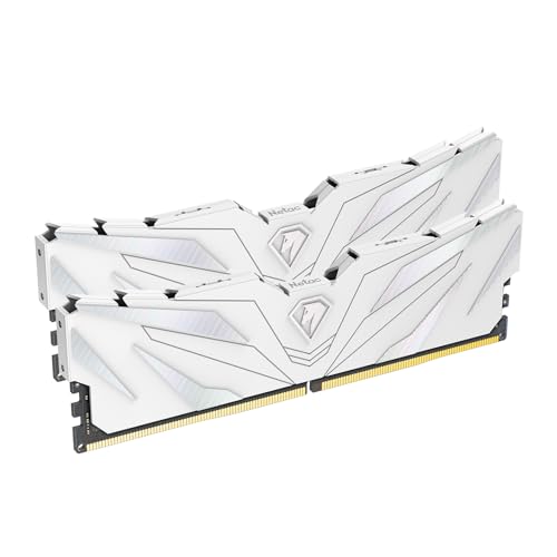 Netac 32GB Kit (2x16GB) DDR4 3200MHz PC4-25600 CL 16-18-18-40 Intel XMP 2.0 AMD Ryzen 1.35V UDIMM 288 Pin White Vest Heat Dissipation High Performance Gaming Desktop Memory - White