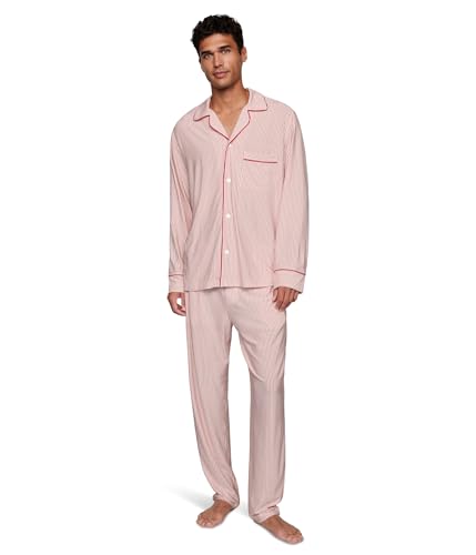 (取寄) エバージェイ メンズ ウィリアム プリンテッド Pj セット Eberjey men William Printed PJ Set Duo Stripe Hollyred/Hollyred Eberjey, Men's, William Printed PJ Set, Duo Stripe Hollyred