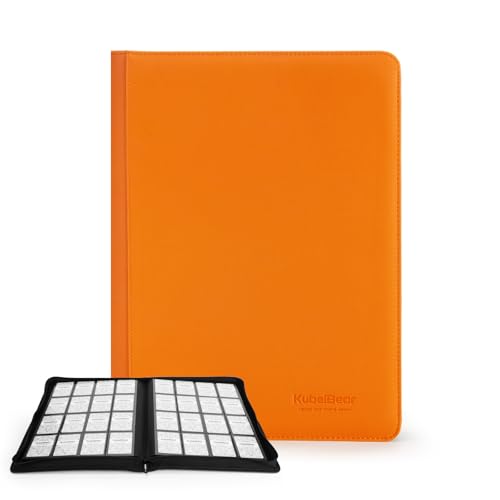 Image of Card Binder - 1024 Capacity, Zippered Trading Card Holder for MTG, Sports & Collectible Cards - Acid-Free, Durable & Travel-Friendly Storage (Orange dots, 16 Pocket)