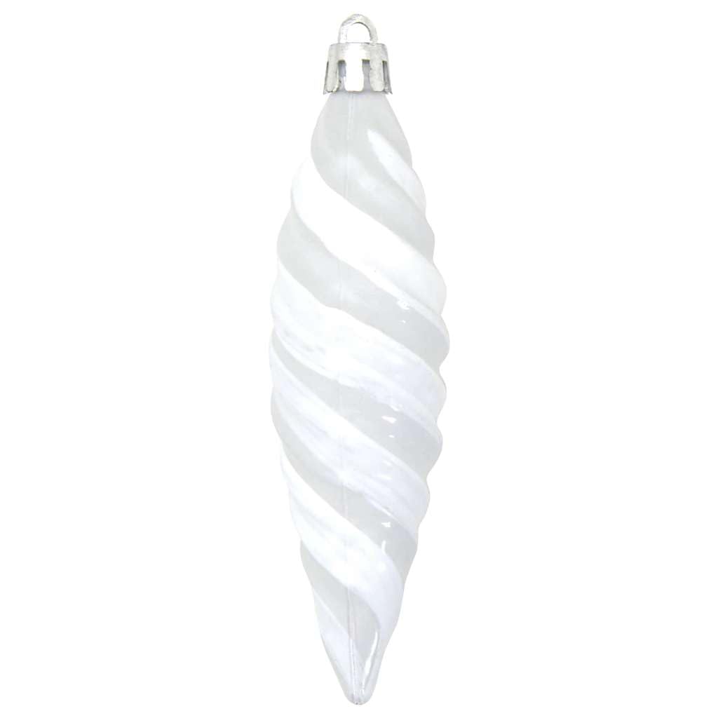 Bolas navideñas en forma de espiral, plástico, color blanco, 40 unidades, 3 x 11 cm, para árbol de Navidad, Adviento, invierno, abeto