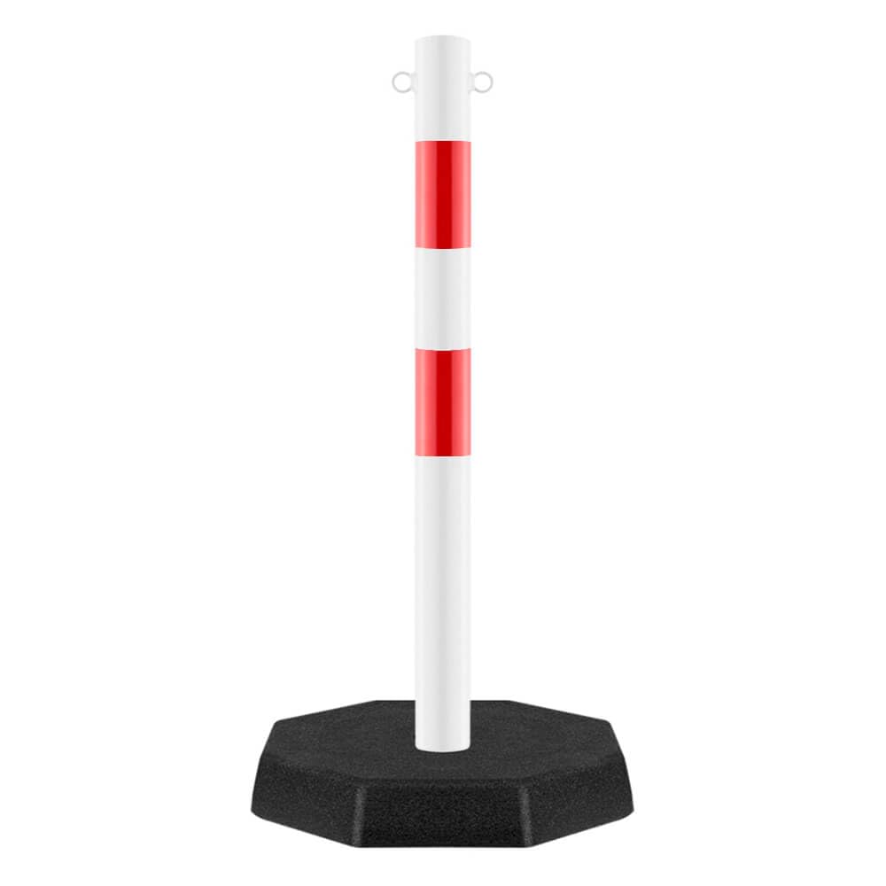 ROBUSTO Kettenpfosten-Set STAHL, rot/w, Ø 6 cm, 100 cm, Art.-Nr. 37137 | Kettenpfosten | Absperrpfosten | Absperrkette