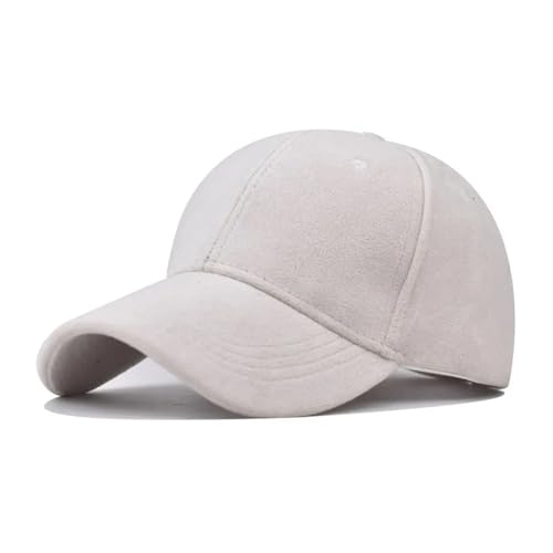 Gorra de béisbol retro ante blanco para hombre y mujer con visera ajustable