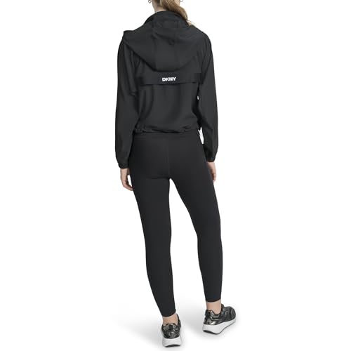 DKNY Women's Full Zip Woven High Neck Hooded Jacket4