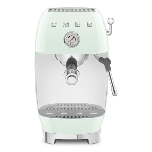 Image of Smeg Cold Brew Coffee Machine, Original Italian Brand, Patented Smeg Pastel Green Color, Live the Barista Exeprience, Professional Steam Wand for Creamy Milk Drink, Pressure Monitor, ECF03PGEU