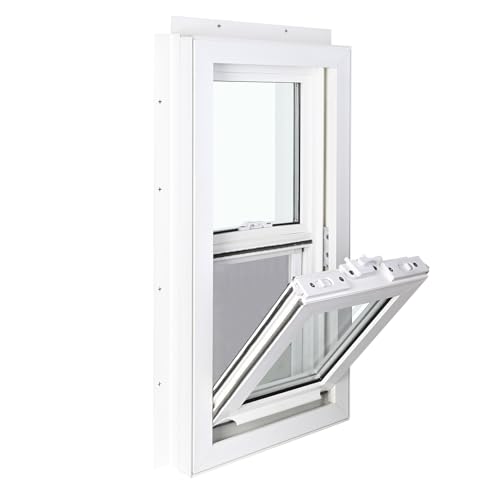 NOOTA,Mobile Home Window 14×27inch Insulated Vinyl Thermopane Lower Tilt Sash Screen Included, White