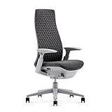 Haworth Fern Ergonomic Office Chair Without Lumbar Support, Adjustable Desk Computer Chair with Digital Knit Finish for Home Office Furniture, Heathered Grey