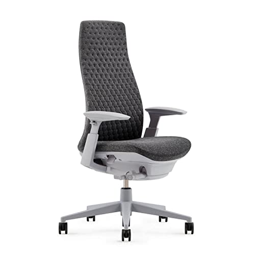 Haworth Fern Ergonomic Office Chair Without Lumbar Support, Adjustable Desk Computer Chair with Digital Knit Finish for Home Office Furniture, Heathered Grey