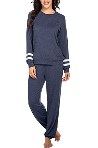 Image of Ekouaer Sweatsuits Womens Loungewear Set Tracksuit Long Sleeve Pajamas Set with Pockets 2 Piece Outfits Lounge Sets
