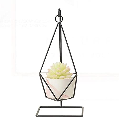 JeeDaar Nordic schwarz schaukelnd Blumenständer Vase aus Keramik und Eisen, Blumentopf Home Office Display Blumenvase Eisen Dekoration Pflanzenständer Cover