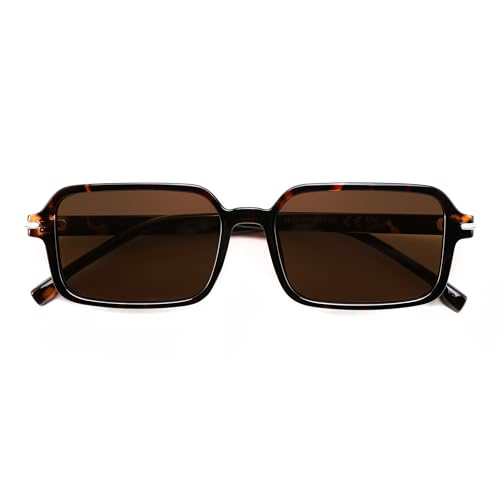 FEISEDY Trendy Rectangle Sunglasses for Womens Mens Retro Small Narrow Thin Slim Square Sun Glasses B9178