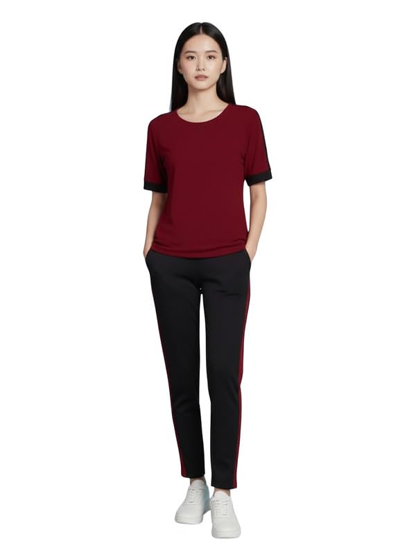 Women's Cotton Blend Black Color Shoulder Stripes Tracksuit | Co-ord Set For Women| Active Wear Suit Set For Women| Track Suit Set For Women-image-40
