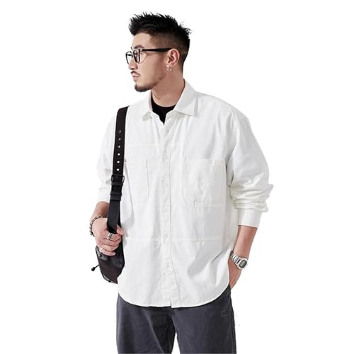 Japanese-Style Workwear Long-Sleeve Shirt Jacket for Men, Spring Autumn Casual Loose Shirt Jacket